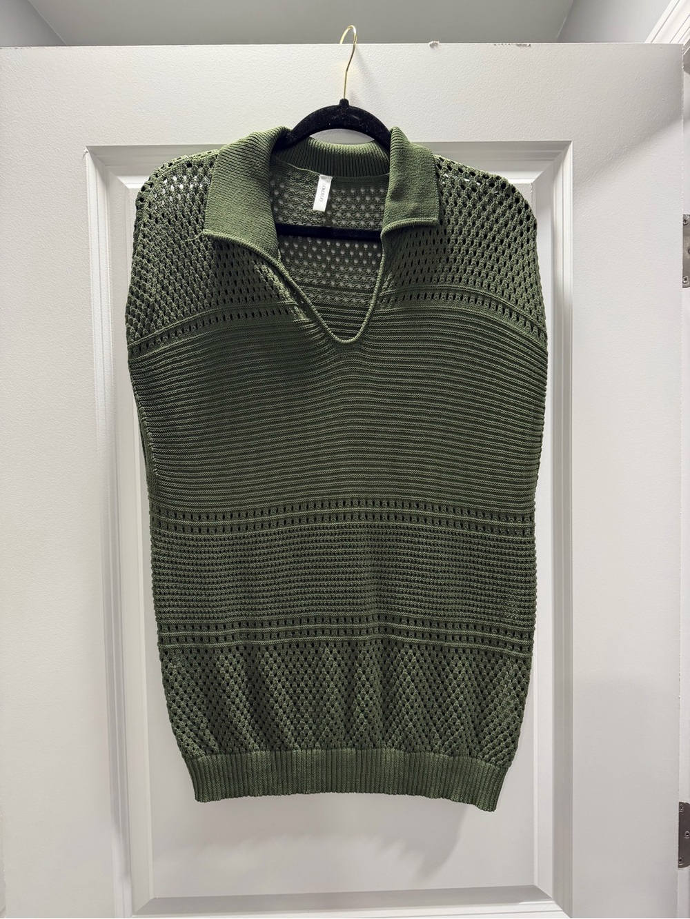 Olive Green Knit Polo Sweater Vest